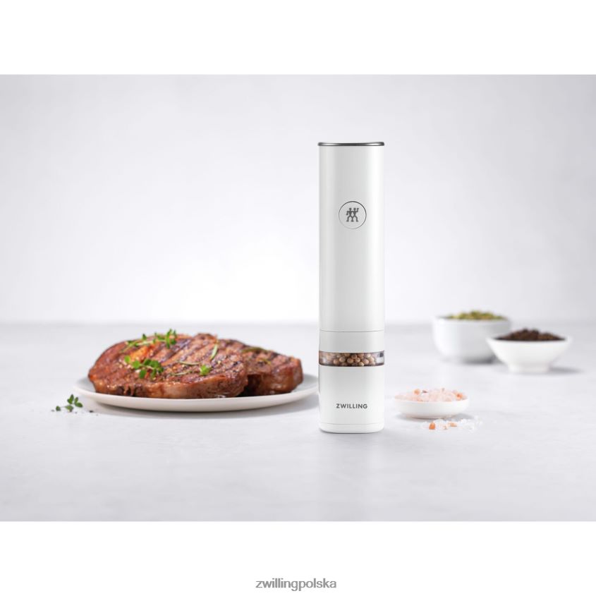 kuchnia pl Zwilling Enfinigy elektryczny młynek do soli/pieprzu, biały 48N488550