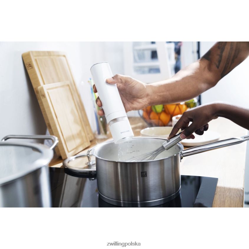 kuchnia pl Zwilling Enfinigy elektryczny młynek do soli/pieprzu, biały 48N488550