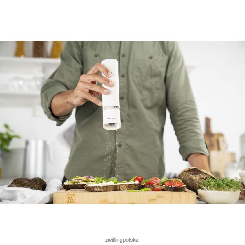kuchnia pl Zwilling Enfinigy elektryczny młynek do soli/pieprzu, biały 48N488550