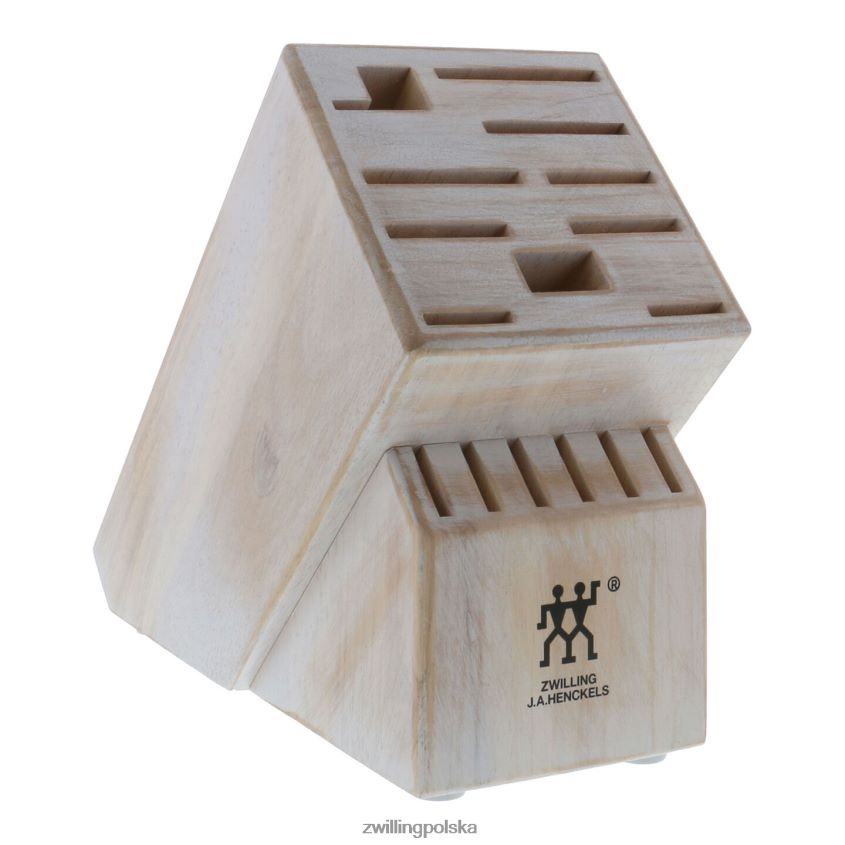 sztućce pl Zwilling drewno kauczukowe do przechowywania, drewno kauczukowe, podwójny rustykalny biały blok na noże pusty 48N488332