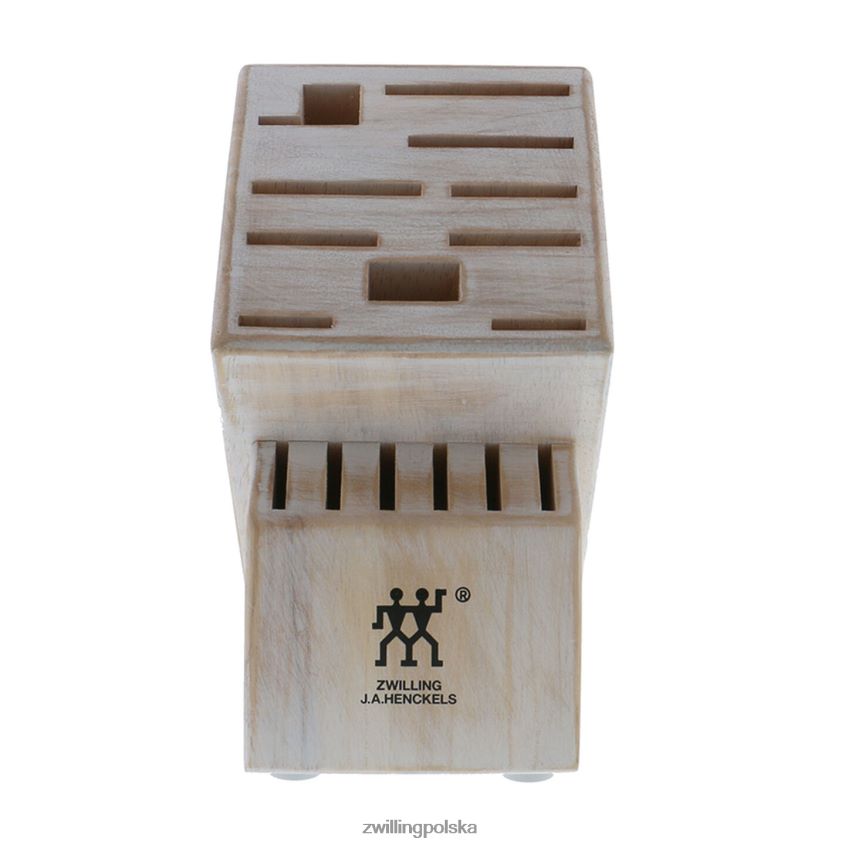 sztućce pl Zwilling drewno kauczukowe do przechowywania, drewno kauczukowe, podwójny rustykalny biały blok na noże pusty 48N488332