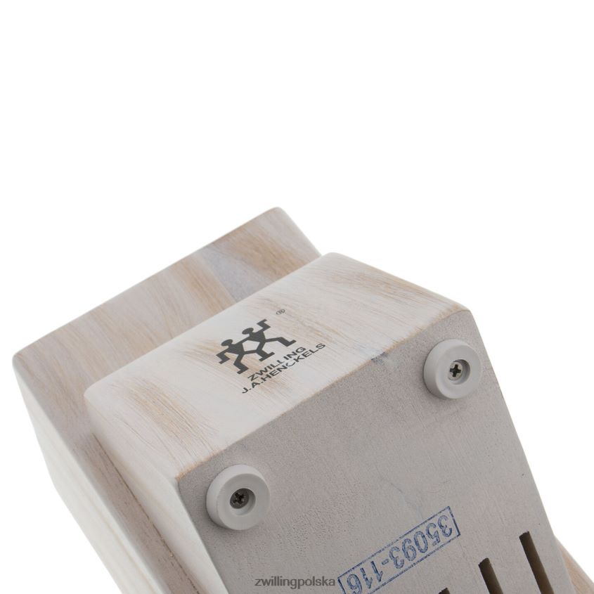 sztućce pl Zwilling drewno kauczukowe do przechowywania, drewno kauczukowe, podwójny rustykalny biały blok na noże pusty 48N488332