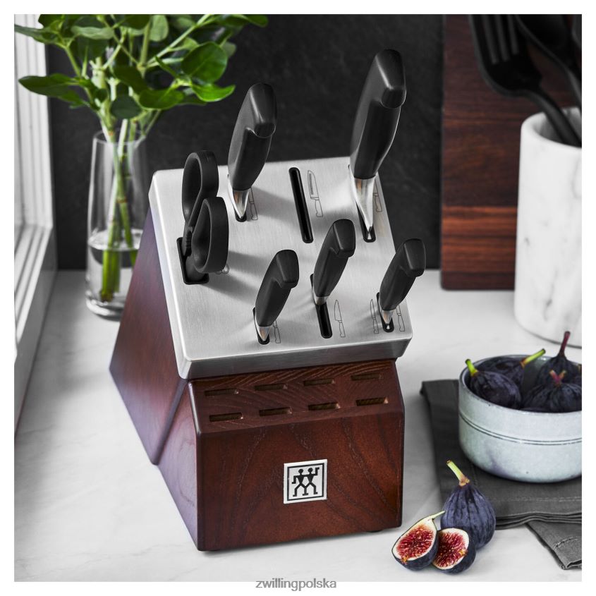 sztućce pl Zwilling czterogwiazdkowy, 7-częściowy zestaw samoostrzących się bloków noży, kolor srebrno-czarny 48N4888