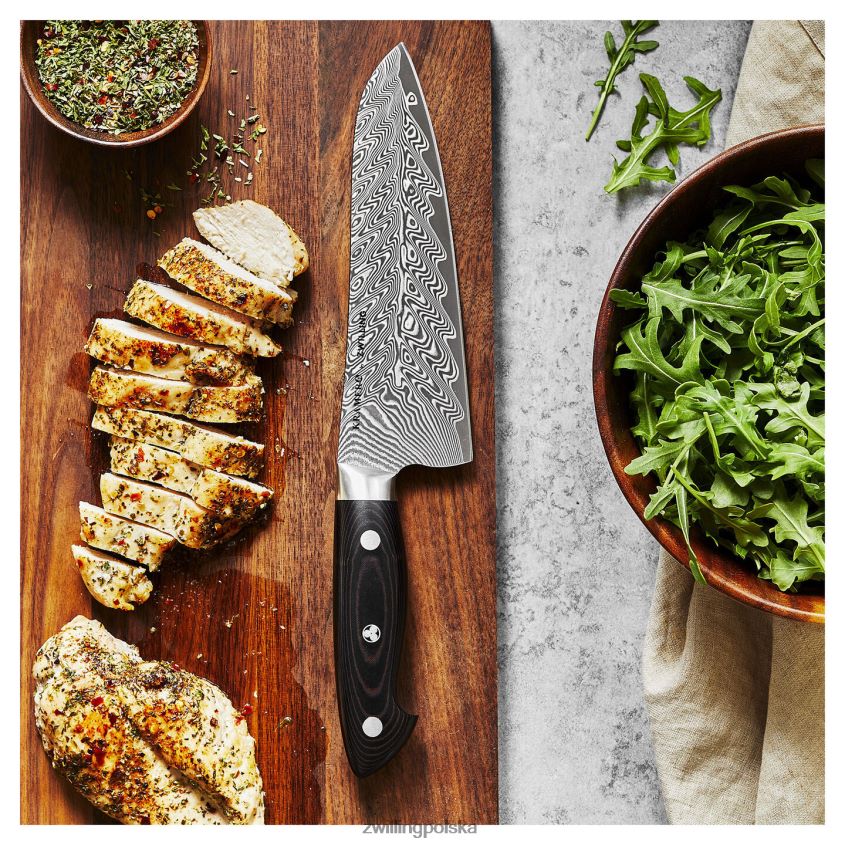 sztućce pl Zwilling kramer - 7-calowy nóż santoku z kolekcji euroline ze stali damasceńskiej o delikatnym ostrzu 48N488129