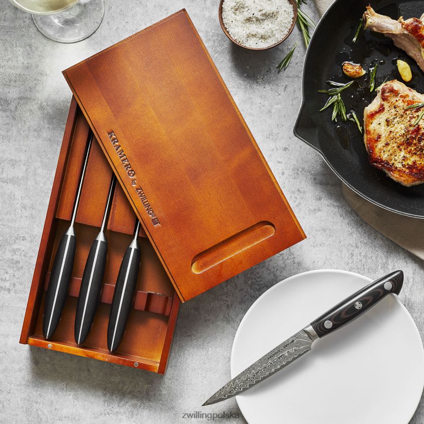 sztućce pl Zwilling kramer - kolekcja euroline ze stali damasceńskiej 4-częściowy, zestaw noży do steków 48N488376