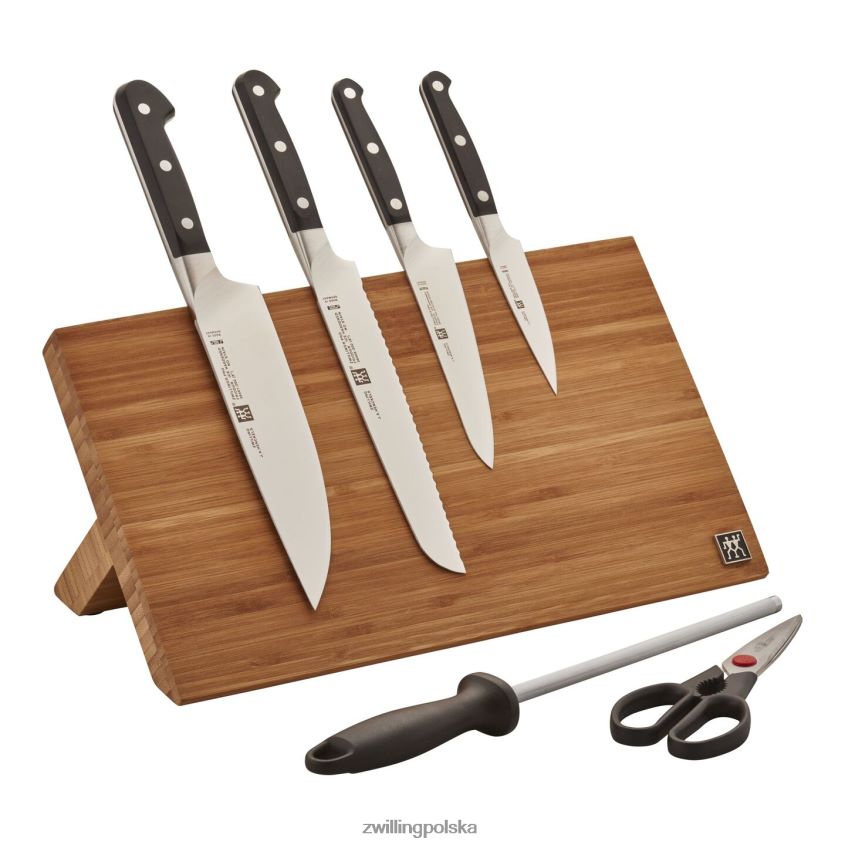 sztućce pl Zwilling pro 7-częściowy, zestaw z bambusowym blokiem magnetycznym, bambus 48N488406