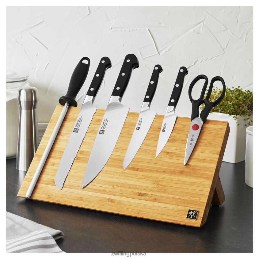 sztućce pl Zwilling pro 7-częściowy, zestaw z bambusowym blokiem magnetycznym, bambus 48N488406