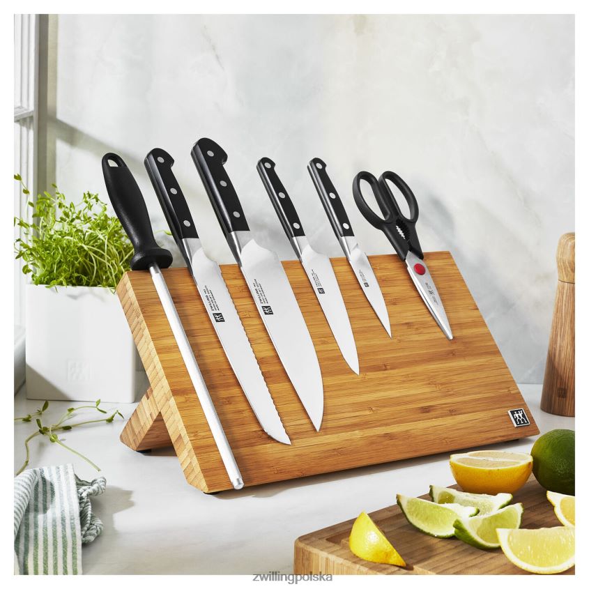 sztućce pl Zwilling pro 7-częściowy, zestaw z bambusowym blokiem magnetycznym, bambus 48N488406